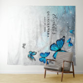 Silver Blue Butterfly Photo Backdrop Tapestations Wandkleed (In Situ (horizontaal))