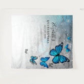 Silver Blue Butterfly Photo Backdrop Tapestations Wandkleed (Voorkant (horizontaal))
