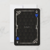 Silver Blue Casino Vegas Song Request Wedding RSVP Kaartje (Achterkant)