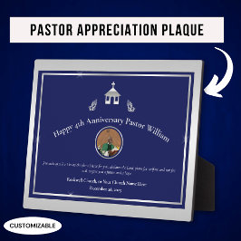 Silver Blue Church Pastor Jubileum Tafelblad Fotoplaat