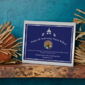 Silver Blue Church Pastor Jubileum Tafelblad Fotoplaat (Zijkant)