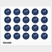 Silver & Blue Confetti 2023 Graduation Party Favor Ronde Sticker (Vel)