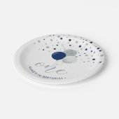 Silver & Blue Confetti Balloons 1e verjaardag Papieren Bordje (Gekanteld)