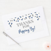 Silver Blue Confetti Bedankt voor Popping By Rechthoekige Sticker (Envelop)