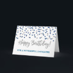 Silver Blue Confetti Daughter Verjaardag Kaart<br><div class="desc">Verjaardagskaart voor dochter met zilver en blauw modern glitter confetti patroon. Let op: het glittereffect is alleen een fotografisch effect.</div>