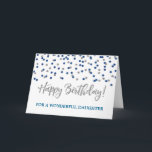 Silver Blue Confetti Daughter Verjaardag Kaart<br><div class="desc">Verjaardagskaart voor dochter met zilver en blauw modern glitter confetti patroon. Let op: het glittereffect is alleen een fotografisch effect.</div>