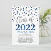 Silver Blue Confetti Graduation Party 2022 Kaart (Staand voorkant)
