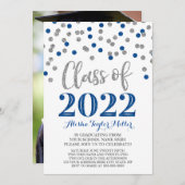 Silver Blue Confetti Graduation Party 2022 Kaart (Voorkant / Achterkant)