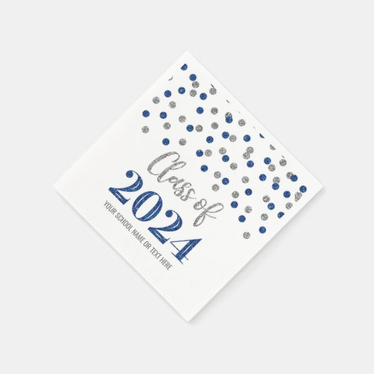 Silver Blue Confetti Klasse van 2024 Servetten (Hoek)
