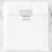 Silver Blue Confetti Welcome to Team Vierkante Sticker (Tas)