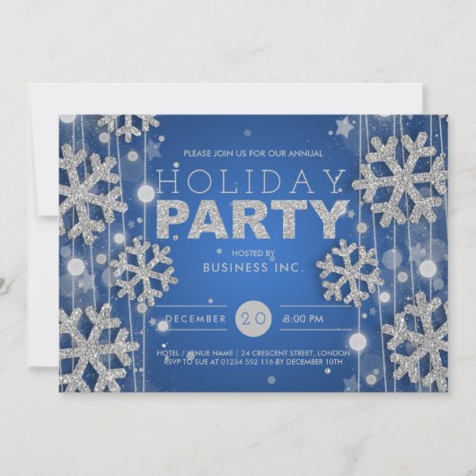 Silver & Blue Corporate Kerstfeestdag Kaart (Voorkant)