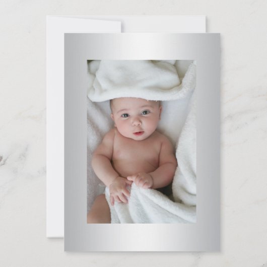 Silver Blue Cross Christening/Baptism Boy PHOTO Kaart (Achterkant)