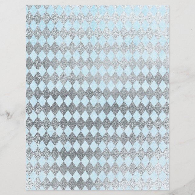Silver & Blue Diamond Pattern-papier (Voorkant)