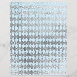 Silver & Blue Diamond Pattern-papier