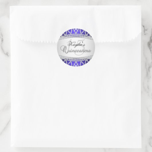 Silver & Blue Diamond Quinceanera Sticker (Tas)