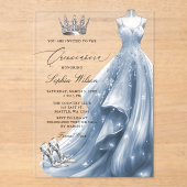 Silver Blue Dress Princess Quinceañera  Acryl Uitnodigingen (Voorkant)