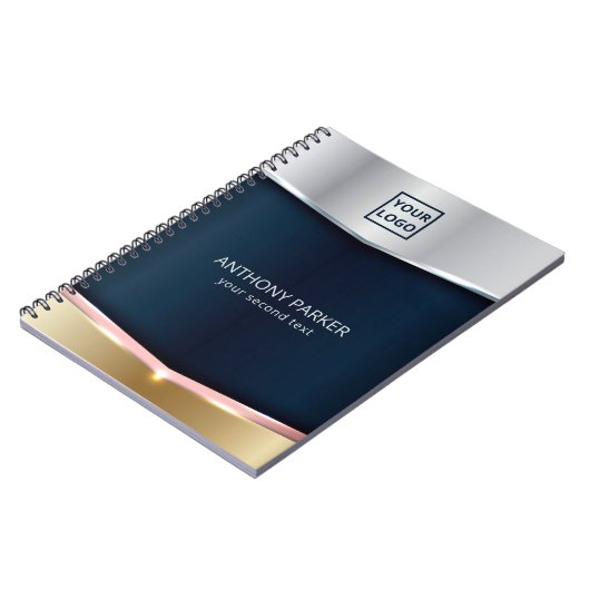 Silver Blue en Gold Metallic Background Notitieboek (Linkerzijde)