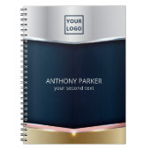 Silver Blue en Gold Metallic Background Notitieboek (Voorkant)