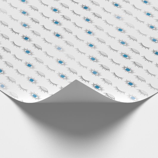 Silver Blue Evil Eye Eyelashes Nazar Mati Pattern Cadeaupapier (Hoek)