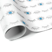 Silver Blue Evil Eye Eyelashes Nazar Mati Pattern Cadeaupapier (Rol Hoek)