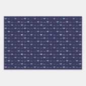 Silver Blue Evil Eye Eyelashes Nazar Mati Pattern Inpakpapier Vel (Voorkant 3)