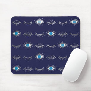 Silver Blue Evil Eye Eyelashes Nazar Mati Pattern Muismat