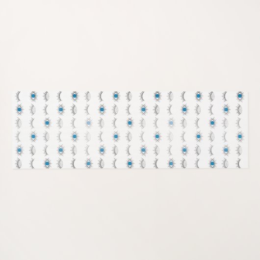 Silver Blue Evil Eye Eyelashes Nazar Mati Pattern Yogamat (Achterkant (horizontaal))