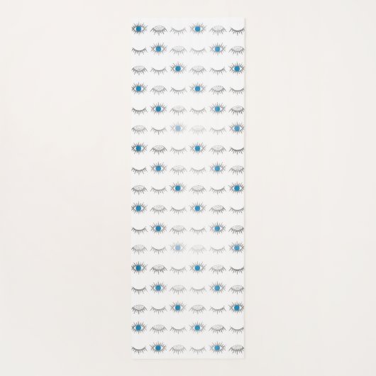 Silver Blue Evil Eye Eyelashes Nazar Mati Pattern Yogamat (Achterkant)