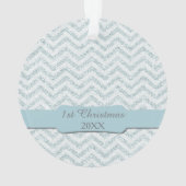 Silver Blue Faux Glitter Baby eerste kerstfoto Ornament (achterkant)