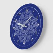 Silver & Blue Filigree Motif Wall Clock Grote Klok (Hoek)