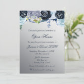 Silver Blue Floral Business Corporate Party Kaart (Staand voorkant)