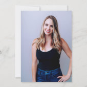 Silver Blue Floral Fotogradation Party Kaart (Achterkant)