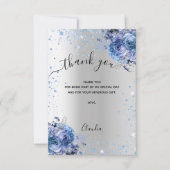 Silver Blue floral glitter bedankt voor je kaart (Voorkant)