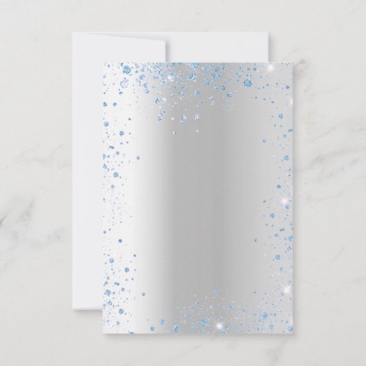 Silver Blue floral glitter bedankt voor je kaart (Achterkant)