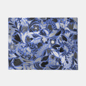 Silver Blue Floral Leaves Illustration Pattern Deurmat (Voorkant)