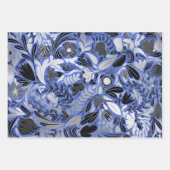 Silver Blue Floral Leaves Illustration Pattern Inpakpapier Vel (Voorkant 2)