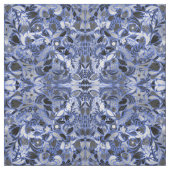 Silver Blue Floral Leaves Illustration Pattern Stof (Swatch)