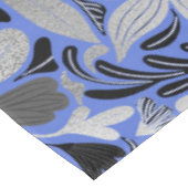 Silver Blue Floral Leaves Illustration Pattern Tafelkleed (Gekanteld)