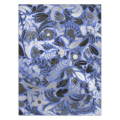 Silver Blue Floral Leaves Illustration Pattern Tafelkleed (Voorkant)
