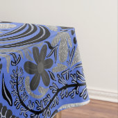 Silver Blue Floral Leaves Illustration Pattern Tafelkleed (Voorbeeld)