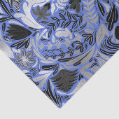 Silver Blue Floral Leaves Illustration Pattern Tissuepapier (Detail)