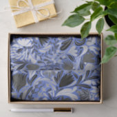Silver Blue Floral Leaves Illustration Pattern Tissuepapier (Geschenk)