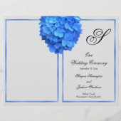 Silver Blue Floral Monogram Wedding Program Hoesje (Voorkant)