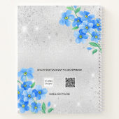 Silver blue floral name script notitieboek (Achterkant)