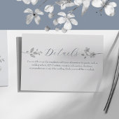 Silver Blue Floral Wedding Details Kaart