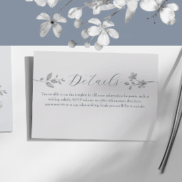 Silver Blue Floral Wedding Details Kaart