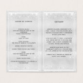 Silver blue florals foto glitter begrafenisprogram kaart (Binnenkant ongevouwen)