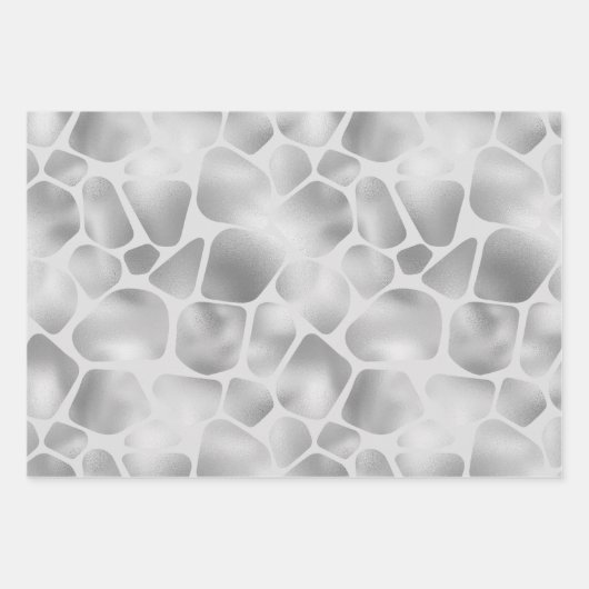 Silver Blue Giraffe Print Inpakpapier Vel (Voorkant 2)