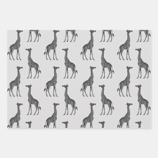 Silver Blue Giraffe Print Inpakpapier Vel (Voorkant)