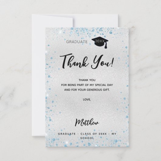 Silver Blue glitter bedankt (Voorkant)